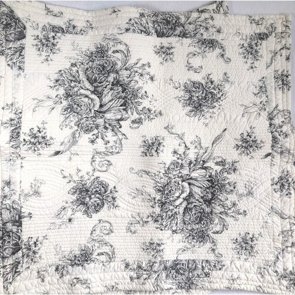 Mélange Home Black White Toile Large Euro Shams Set Of 2 Quilted French Country